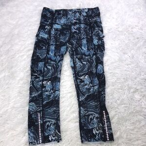 Lululemon Fast & Free Crop II *Nulux 19" Eternal Wave Starlight Black